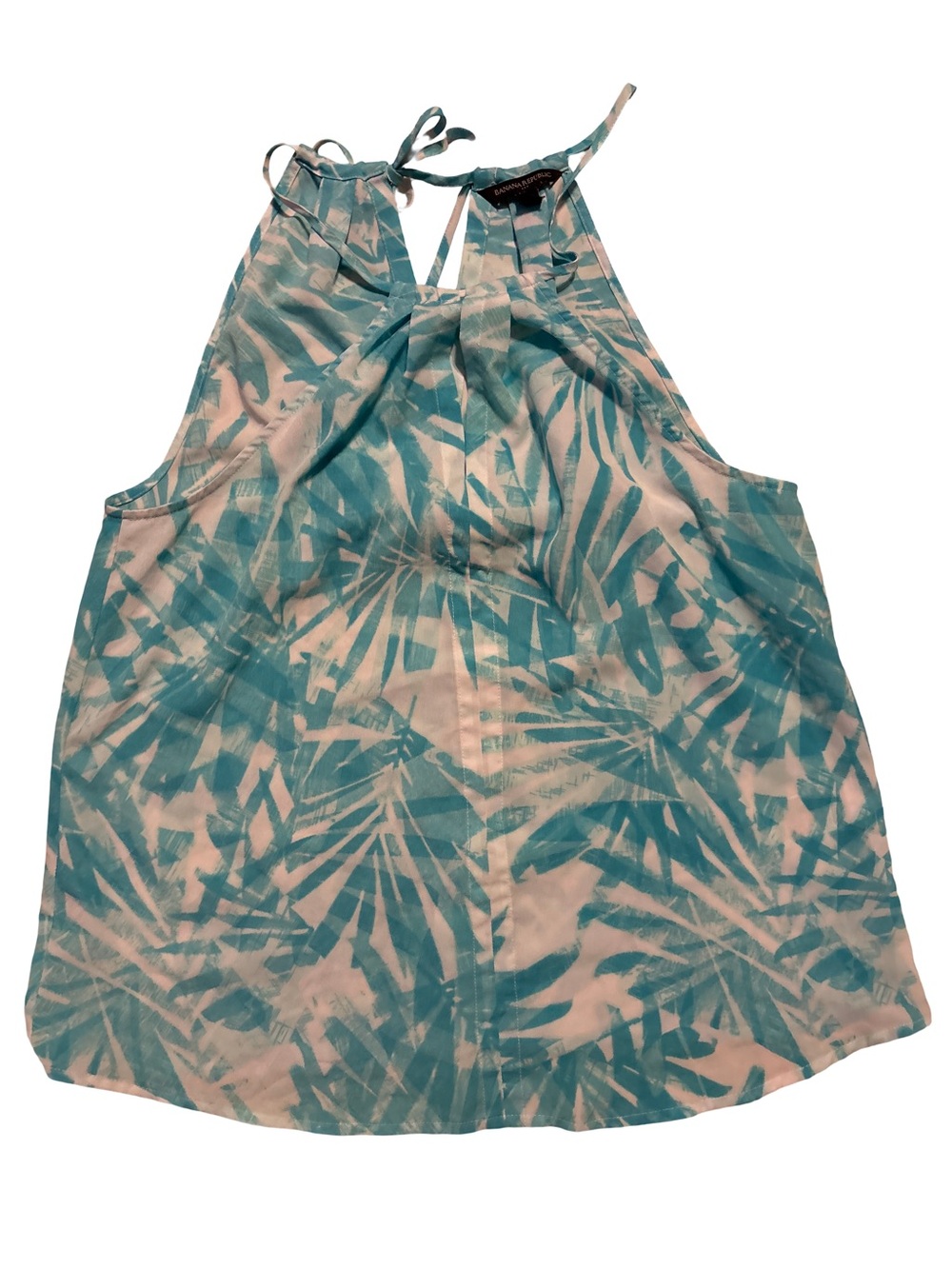 Banana Republic Teal and White Palm-Print Halter Camisole